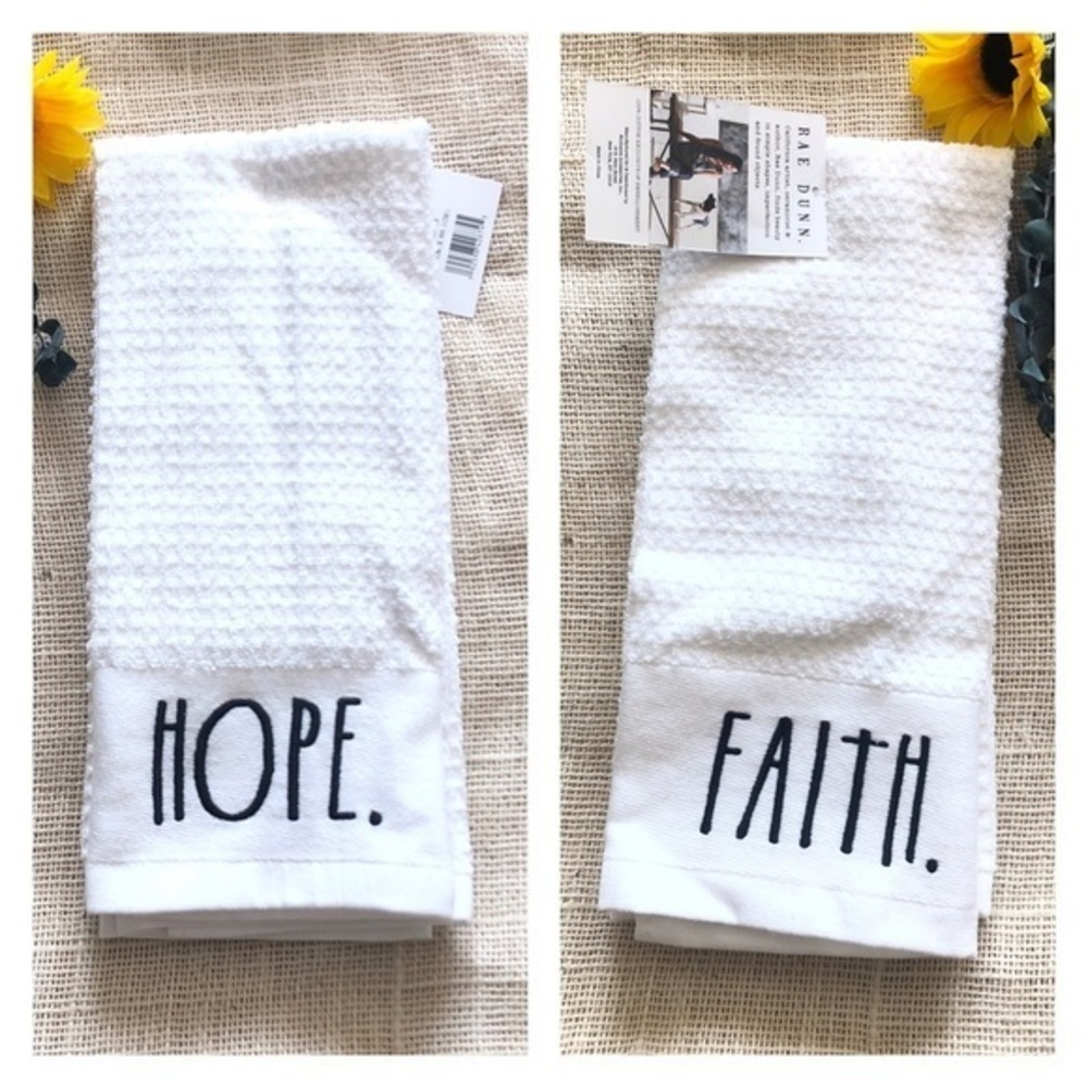 Rae Dunn HOPE / FAITH Kitchen Towels Set